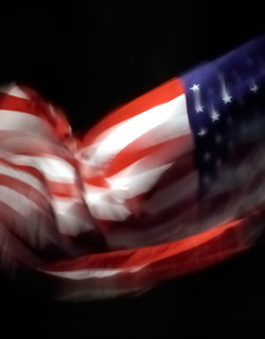 STEFANO ZARDINI New York City Flattering American flag at night cm. 100 x 150 image, Dibond mount, framed. Edition 5/11